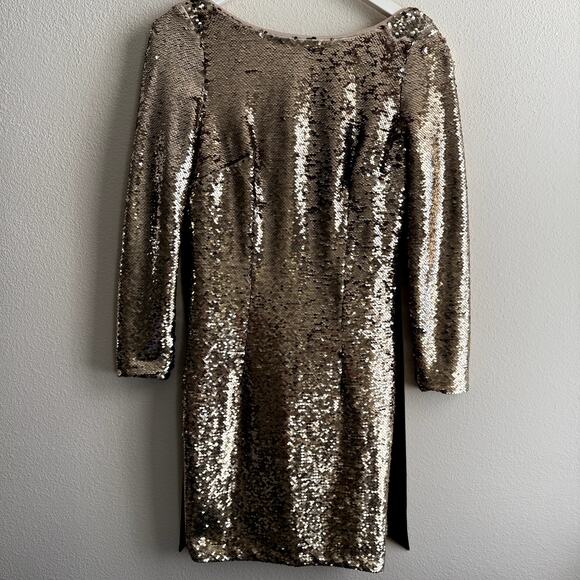 Aidan Mattox Gold Sequin Cocktail Dress- 2 - Picture 7 of 8